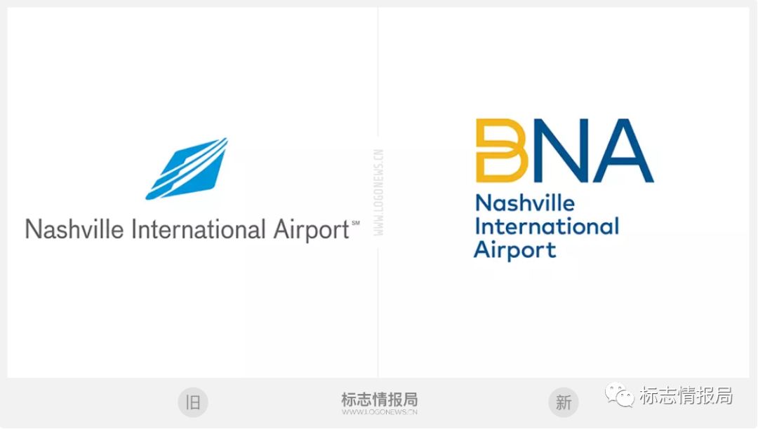 納什維爾國際機場(BNA)logo設計前后對比