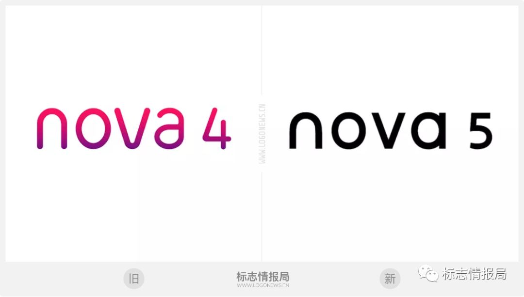 华为nova手机品牌形象设计,年轻国际化气质, 新logo设计前后对比