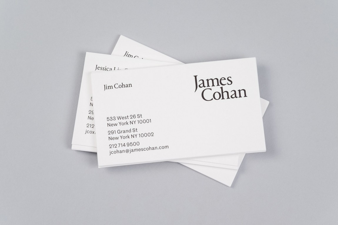 当代艺术画廊James Cohan品牌塑造，视觉识别设计，名片设计