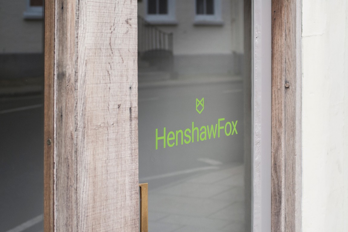Brand identity and sign design by Parent for Romsey estate agent HenshawFox. 