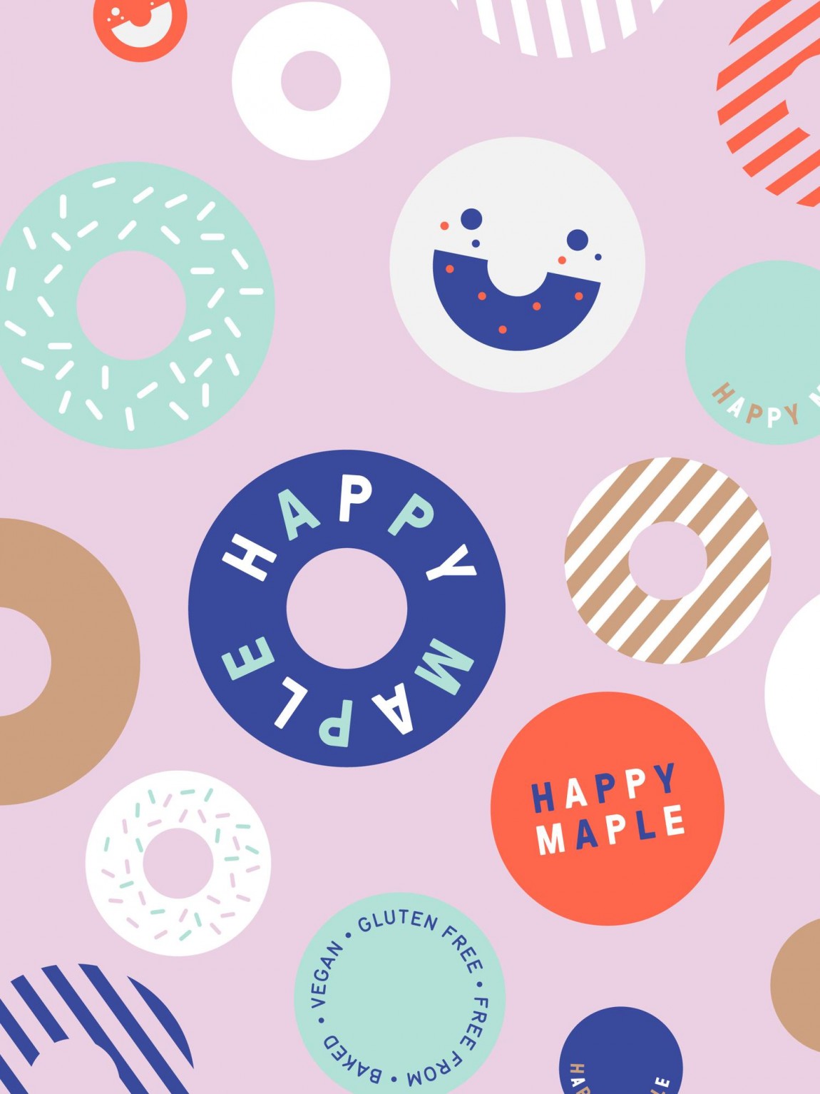 包房Happy Maple面包店连锁品牌形象设计，标志图形延展应用