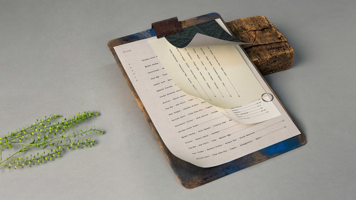 Brand identity and menu designed by Sagmeister & Walsh for contemporary restaurant Otium