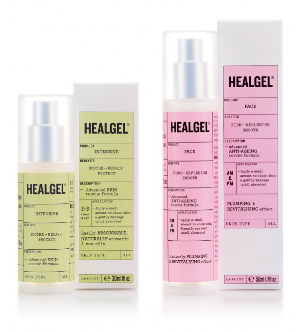 HealGel皮肤护理产品包装设计，医疗科技与护肤的统一