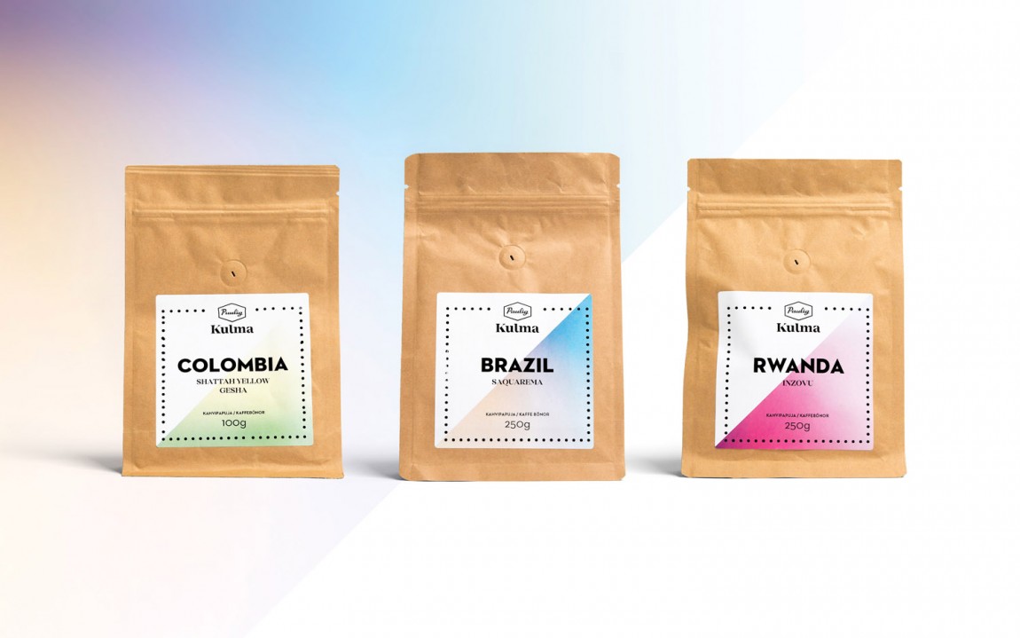 咖啡店连锁品牌Paulig Kulma企业形象vi设计，包装袋设计