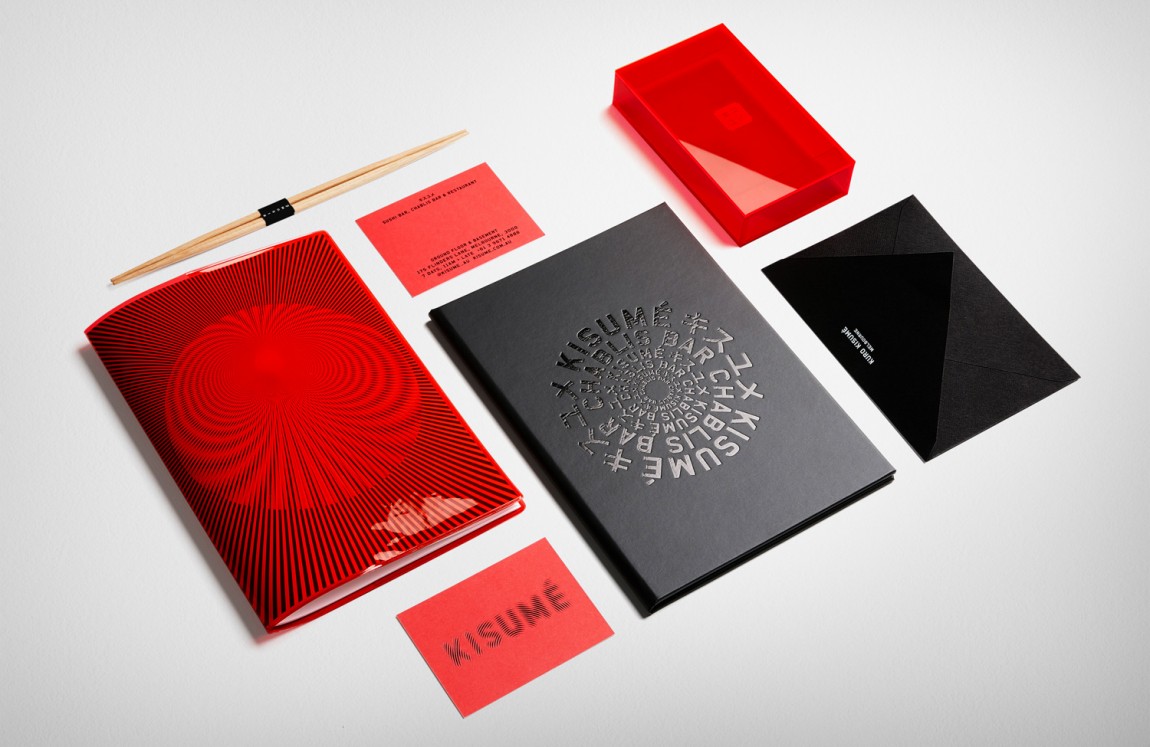 Logo, menus, stationery and print designed by Fabio Ongarato Design for Japanese restaurant in Melbourne Kisumé