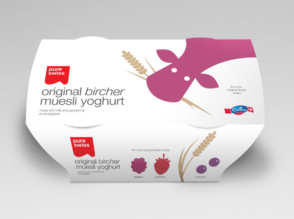 Swiss Plus酸奶产品外包装设计，健康可信和趣味童真