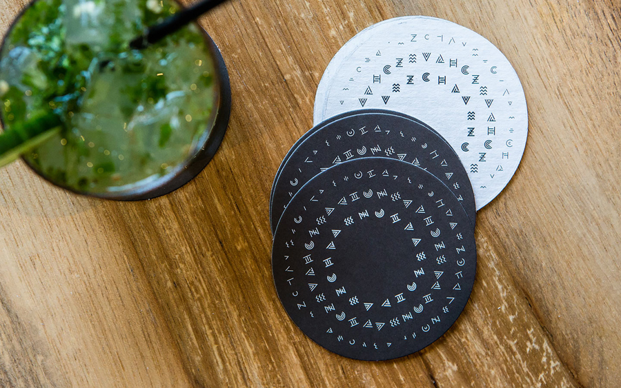 Coasters and iconography designed by Föda for Shawn Cirkiel's Austin based Mexican restaurant Chavez.