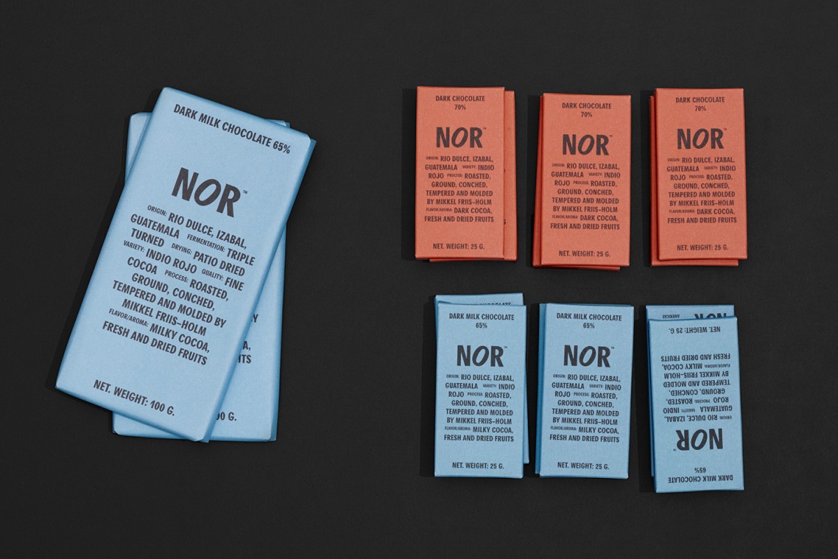  logo , branding and packaging designed by Danish studio Re-public for coffee and cocoa specialists NOR