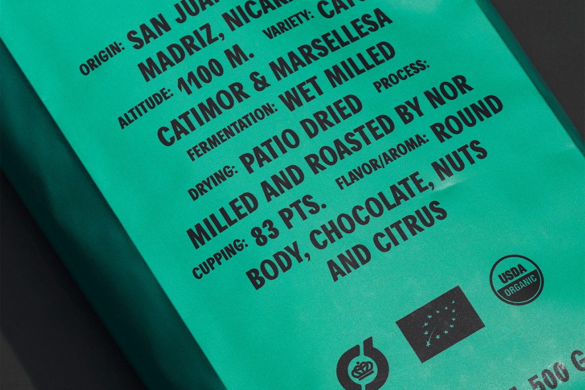  logo , branding and packaging designed by Danish studio Re-public for coffee and cocoa specialists NOR