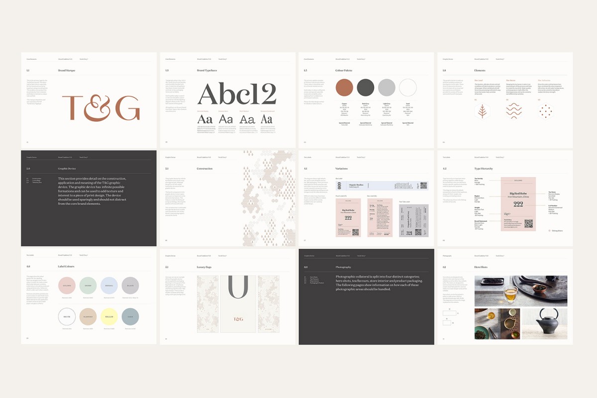 Visual identity,  logo , packaging and signage by Socio Design for loose-leaf tea experts Tea and Glory