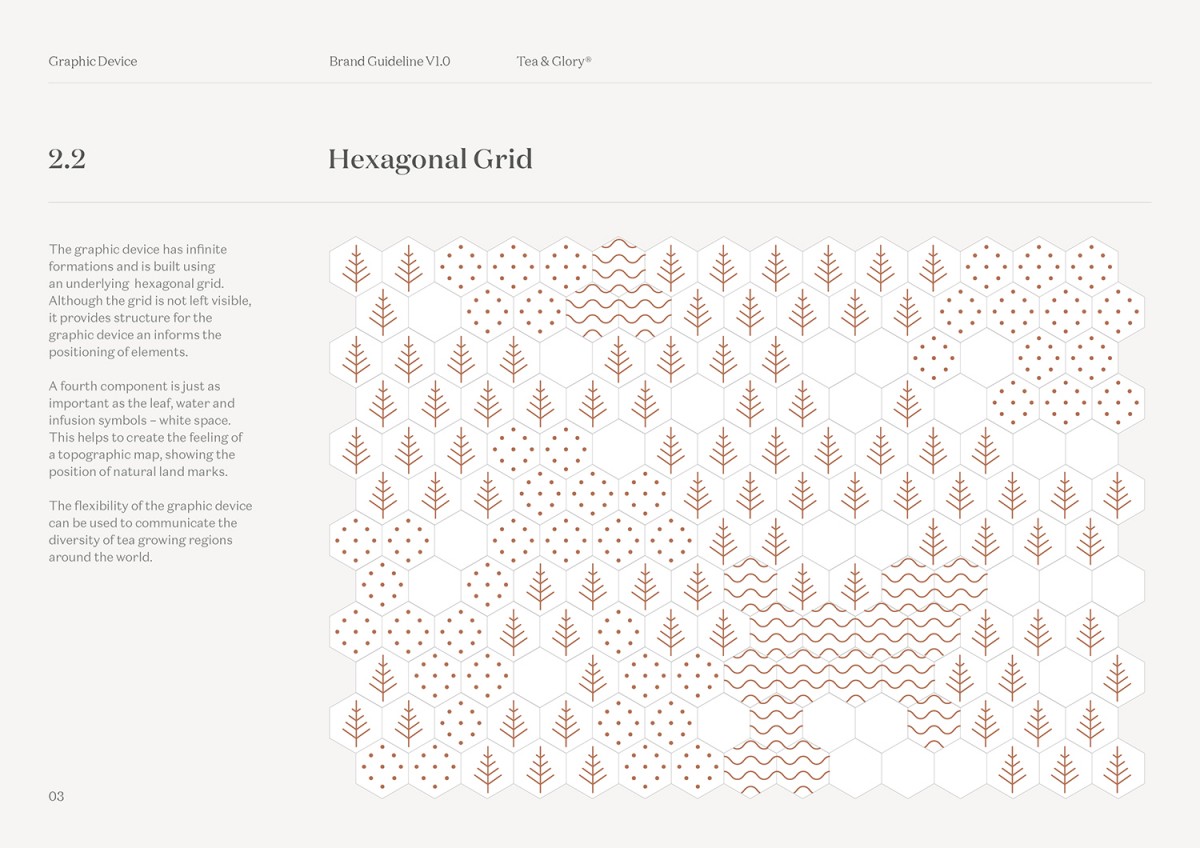 Visual identity and brand guidelines by Socio Design for loose-leaf tea experts Tea and Glory