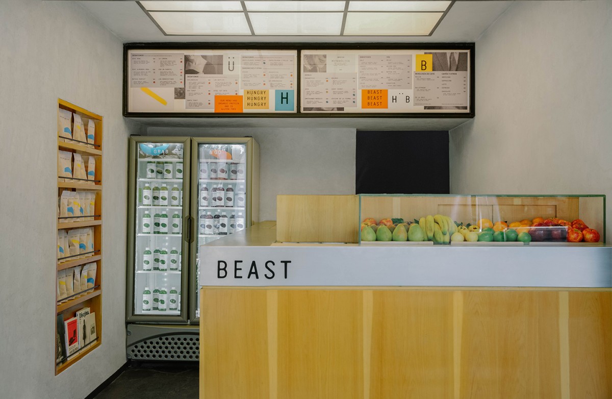 Graphic identity and interior design by Savvy for Mexican cafe and juice bar Hüngry Beast