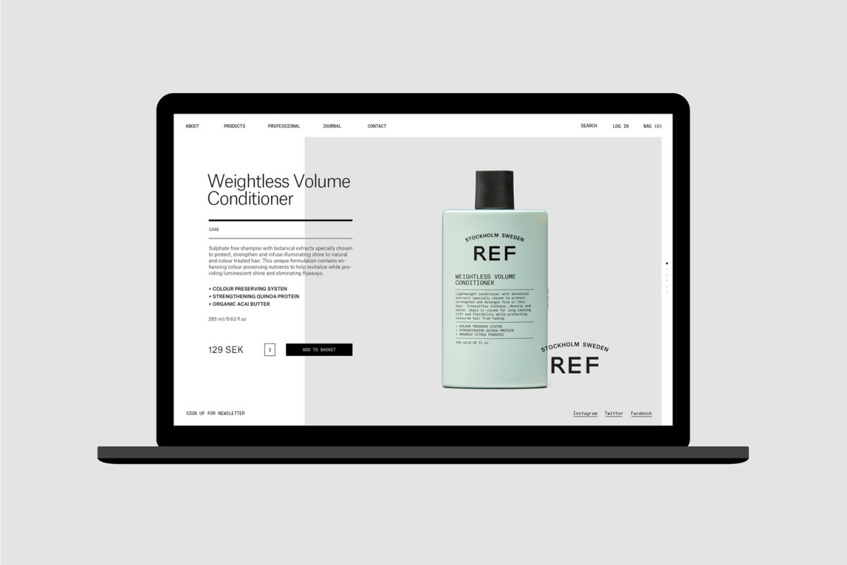 高品质有机REF瑞典护发品牌形象塑造，日用品包装设计，网站设计