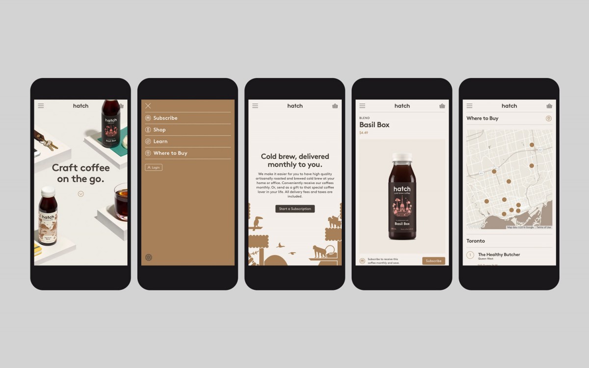 Hatch装瓶咖啡品牌形象塑造 ，网站设计