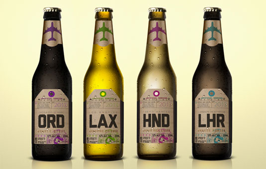 啤酒包装设计：像吊牌一样的啤酒瓶贴标签设计
