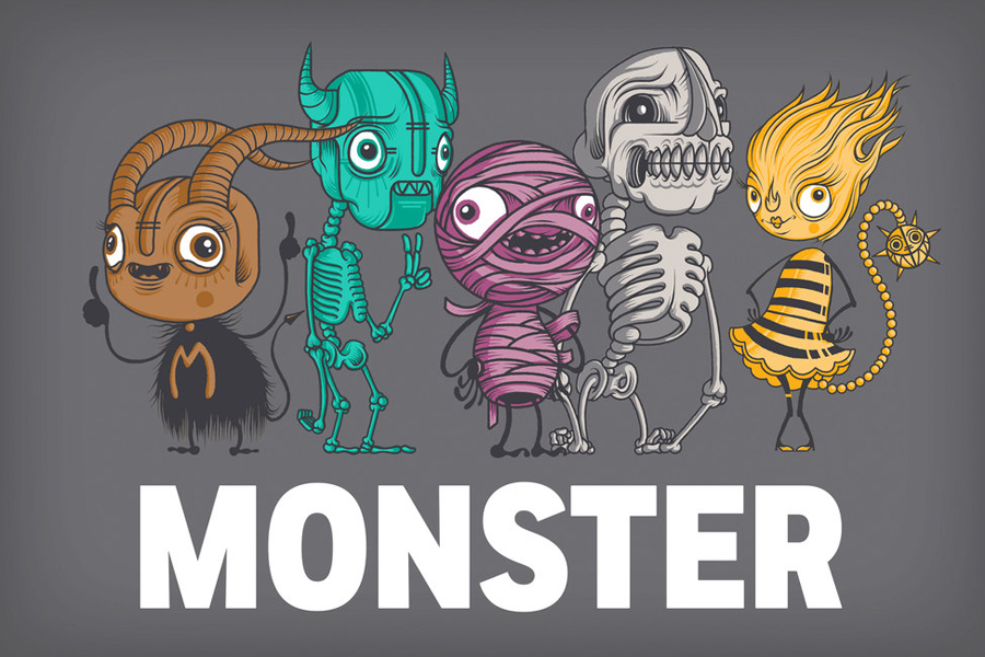 Monster影视娱乐公司国际品牌设计，怪物形象vi设计