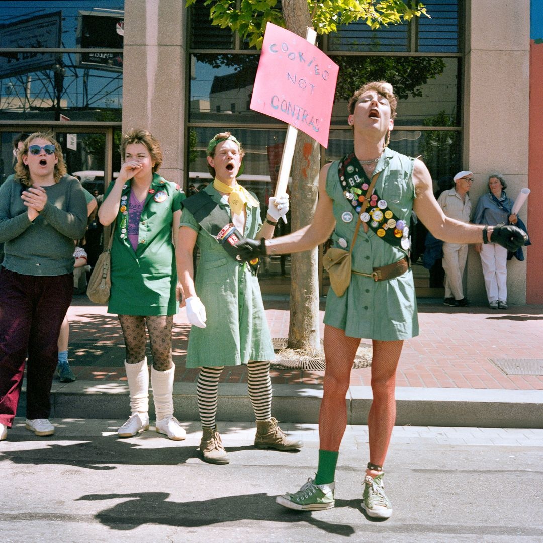 “Cookies not Contras”, Peace, Jobs and Justice Parade, 1986 ? Janet Delaney