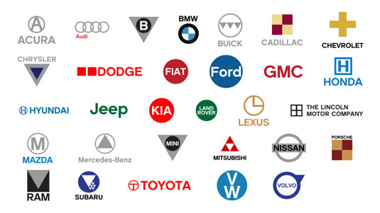 35个世界著名汽车商标logo设计的扁平化视觉改造