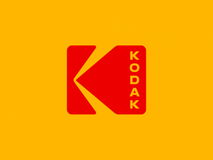 Kodak logo with its iconic red-and-yellow camera-shutter by Graphic artist C. Peter Oestrich
