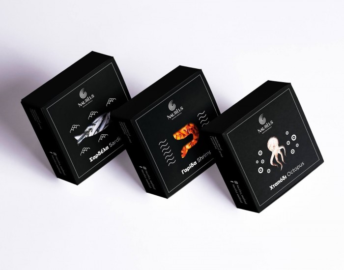 Nautilus海鲜包装盒设计，虾章鱼沙丁鱼系列产品包装设计